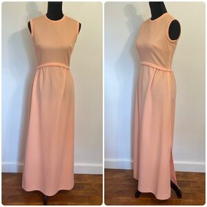 Vintage 60s Blush Pink Mod Romantic Maxi Dress Andrea Gayle Knit Jackie Size M